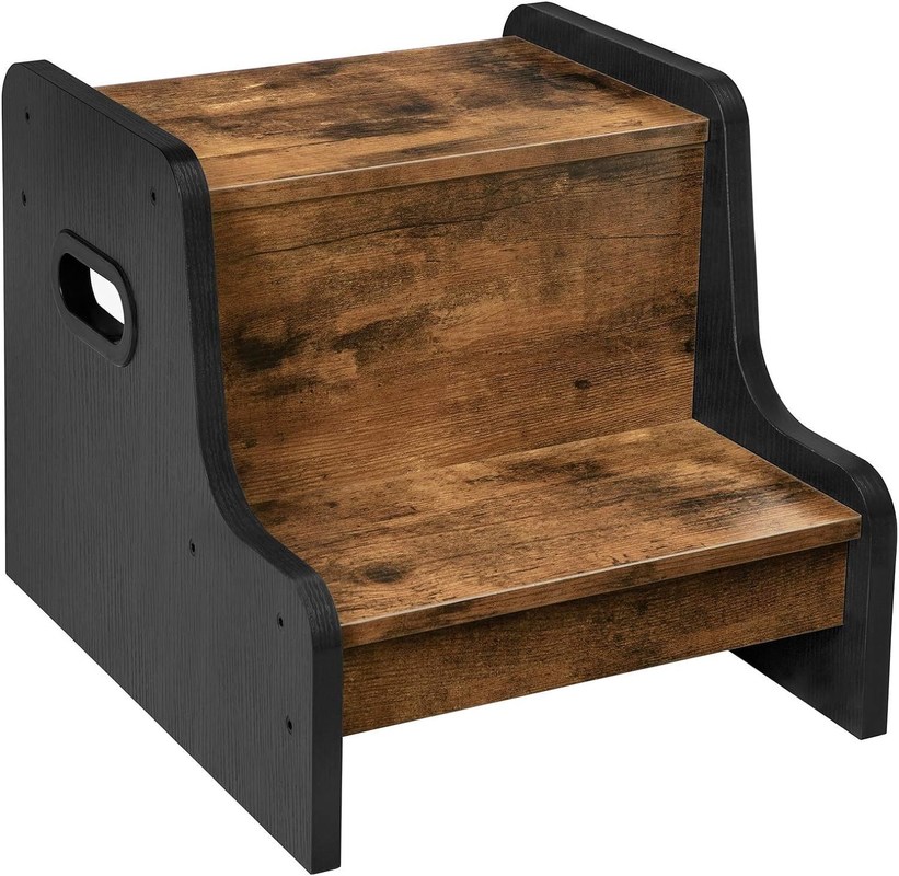 Logo personalizzato sgabello da bambino rustico marrone a due passi con maniglie mobili per la casa