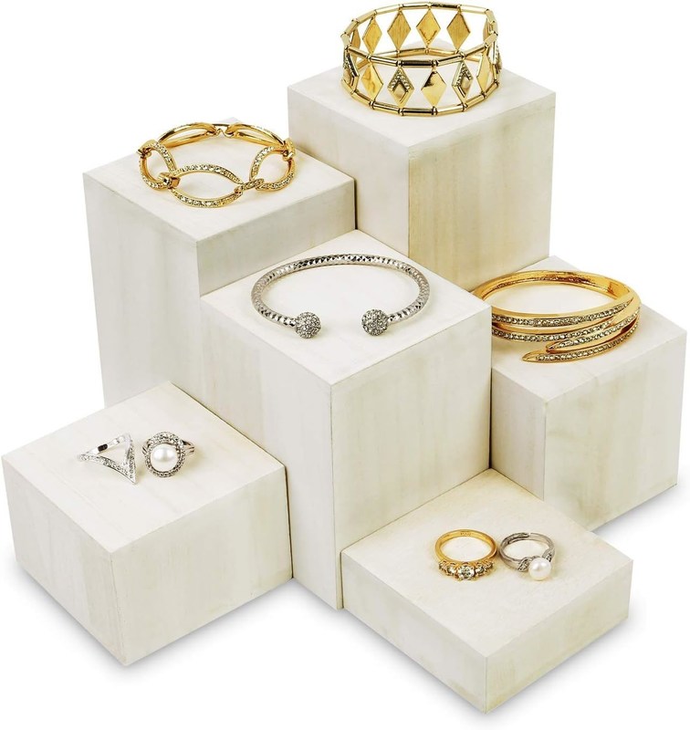 Stagno per gioielli e accessori in legno 6 pcs risers quadrati in stampa bruciata