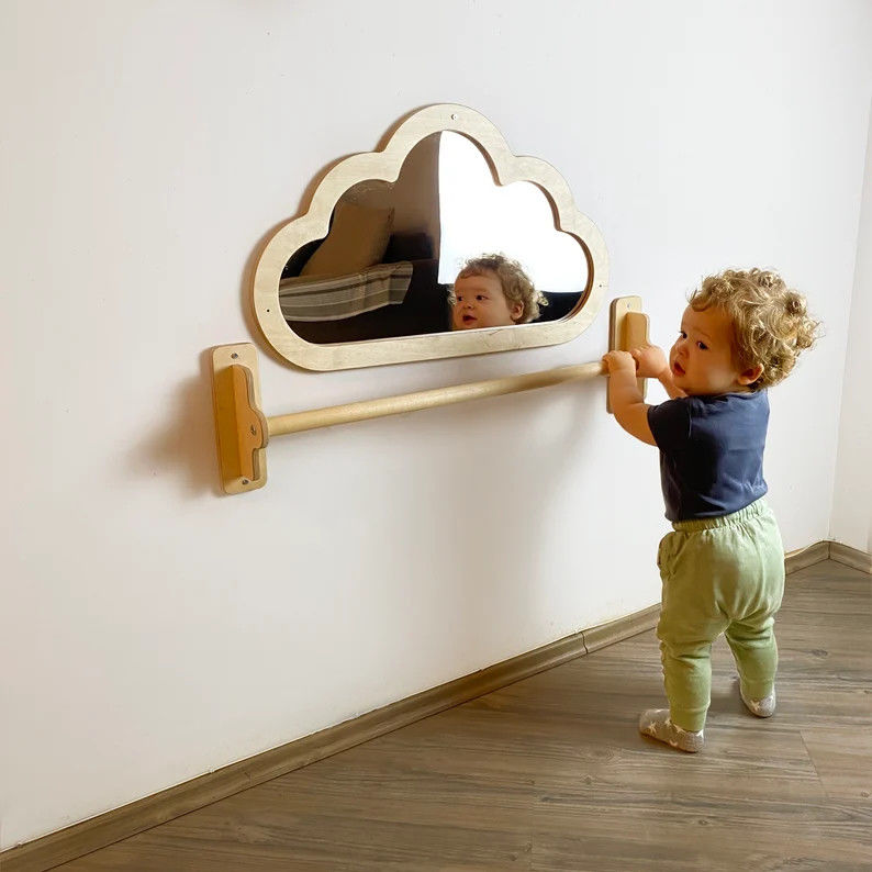 Pavimento per bambini Specchio acrilico incrollabile con barra di legno sensoriale regalo di Natale