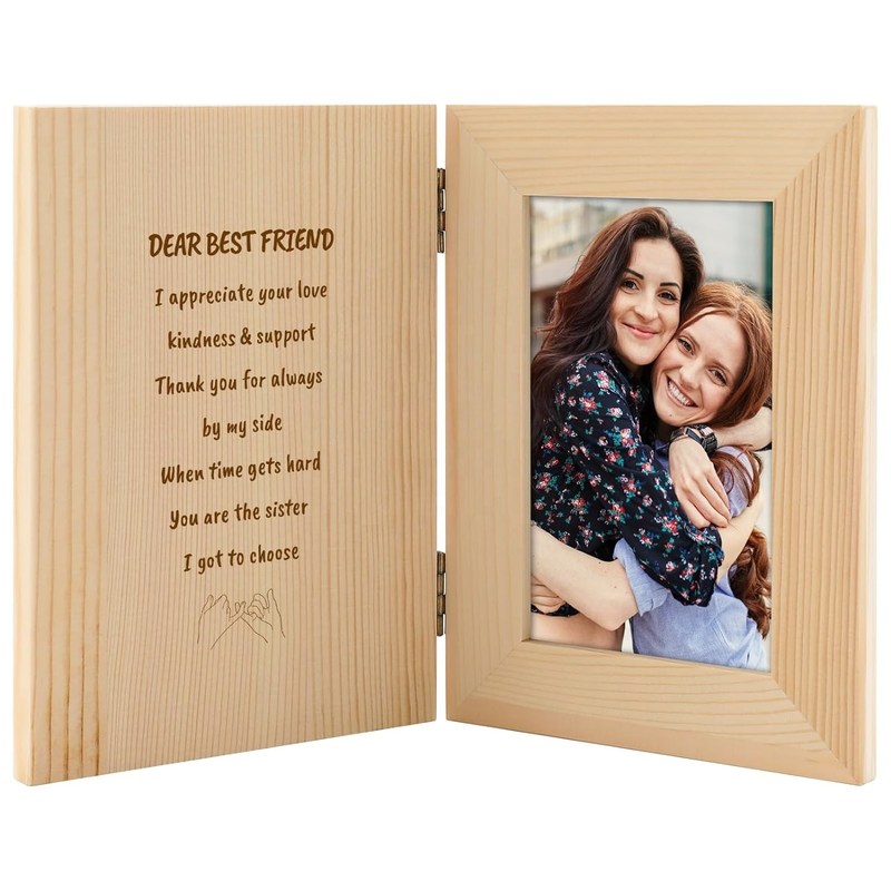 Cornice fotografica di coppie in legno con testo personalizzato inciso al laser personalizzato