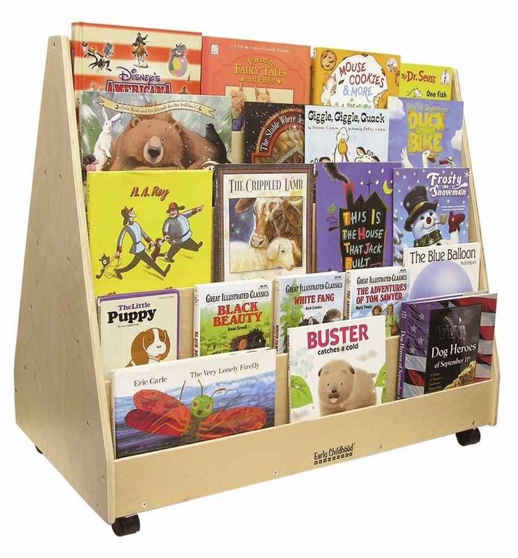Mensola per bambini Armadio di archiviazione con colore macchiato e schermo di libri mobili a doppio lato