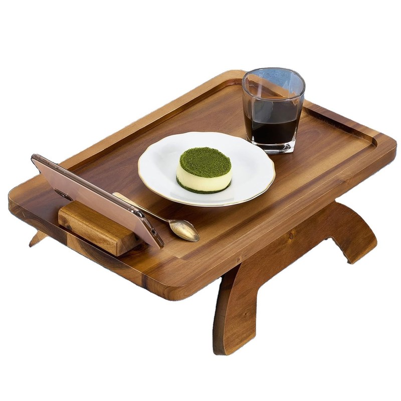 Gran quantità di divano di bambù vassoio braccio di tavolo clip pieghevole per divano tipo in piedi personalizzato