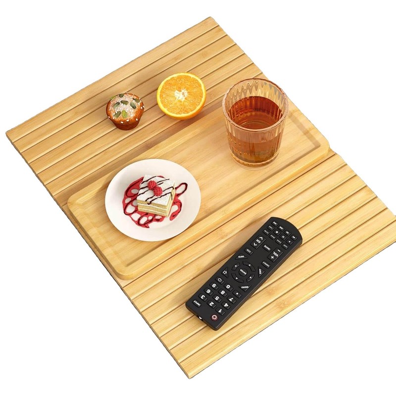 Stocked Bambù Divano Arm Tray Tavolo Grande Divano Coppa Portatore Tray per Tazze Telefono Remote