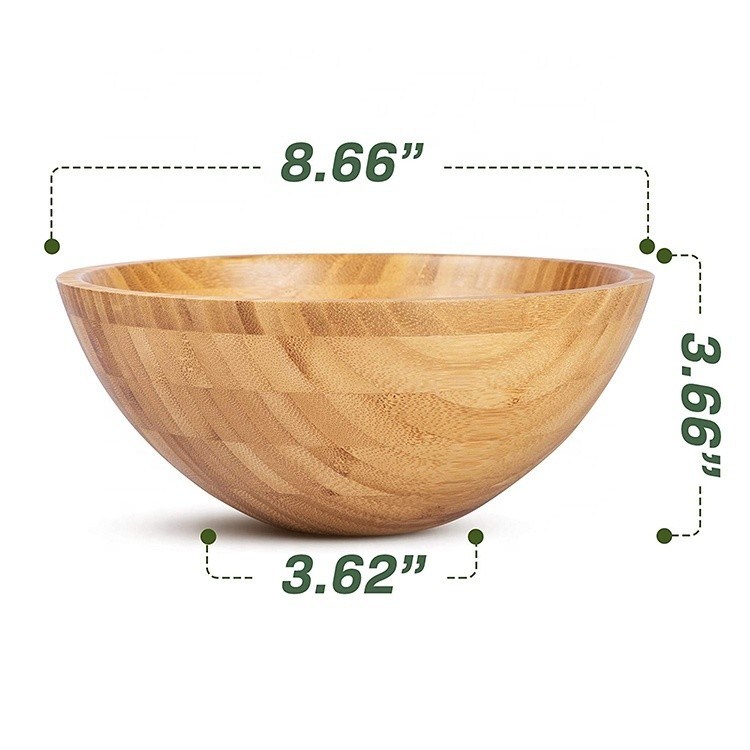 Logo personalizzato Eco-friendly Natural Round Bamboo Salad Bowl per stile moderno Amazon Design