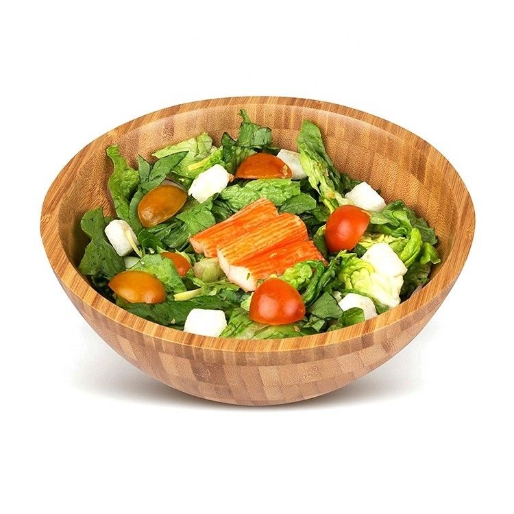 Disegno minimalista Bamboo Salad Bowl sostenibile e riutilizzabile per una cucina eco-consapevole