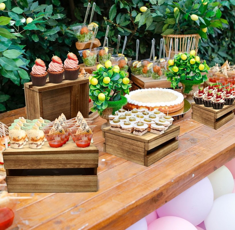 Set di 4 tipi di torte in legno in stile rustico