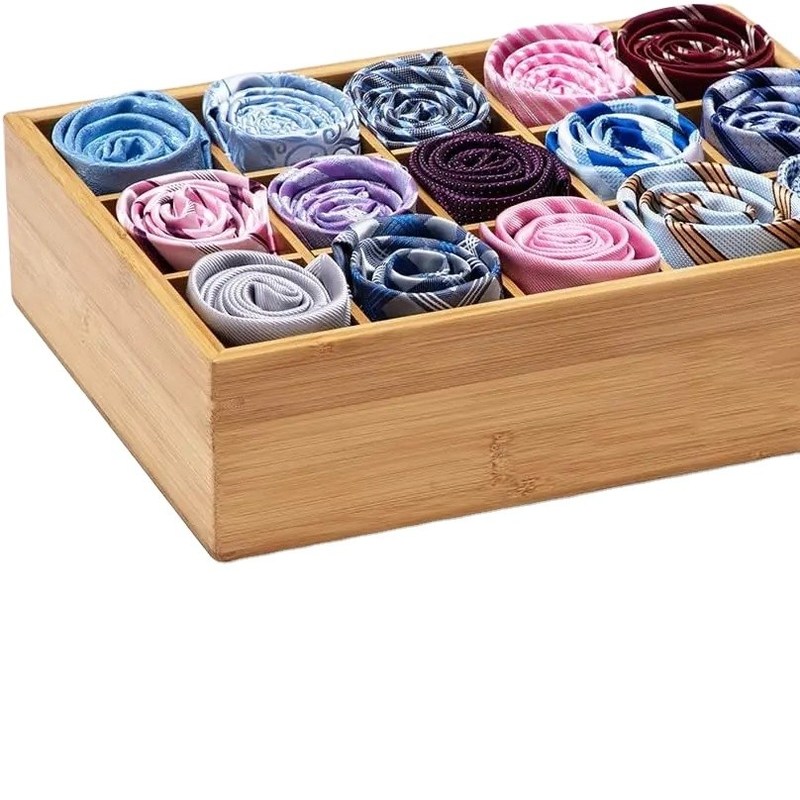 15 Compartimento Bambù Organizzatore di deposito per cinture cravatte reggiseni calze Gioielli