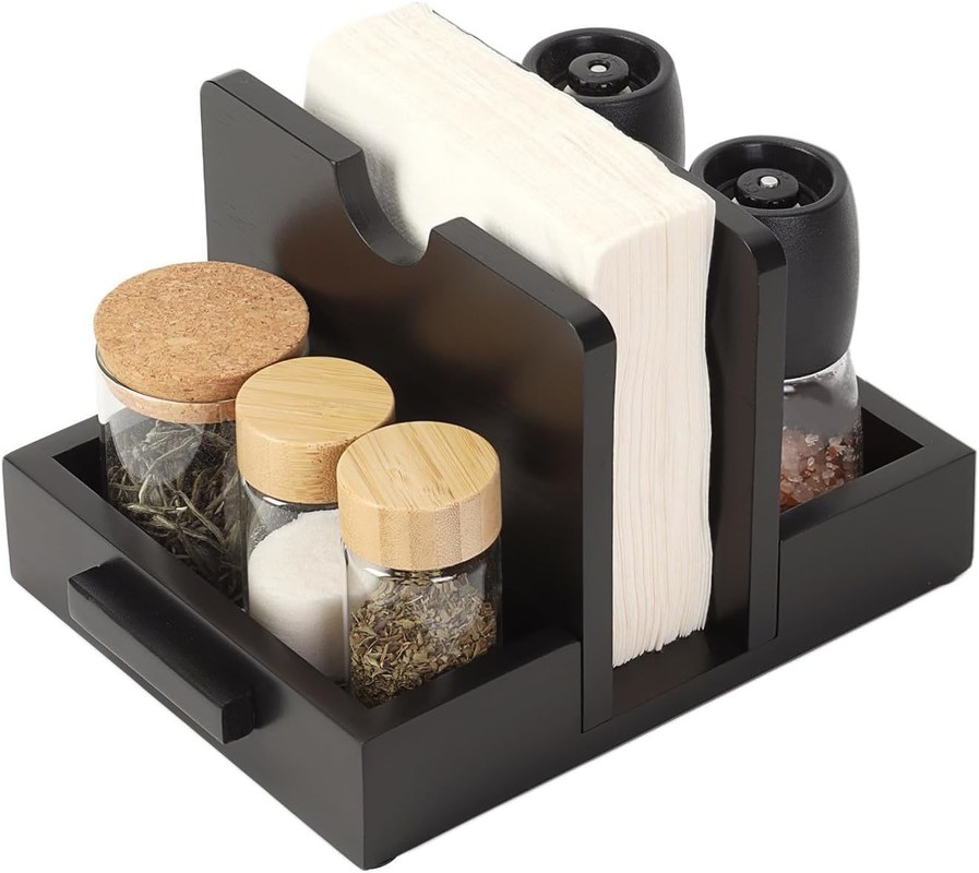 2024 Design American Style Tenitore di tovagliolo in legno per tavolo per conservare saline e peperoncini