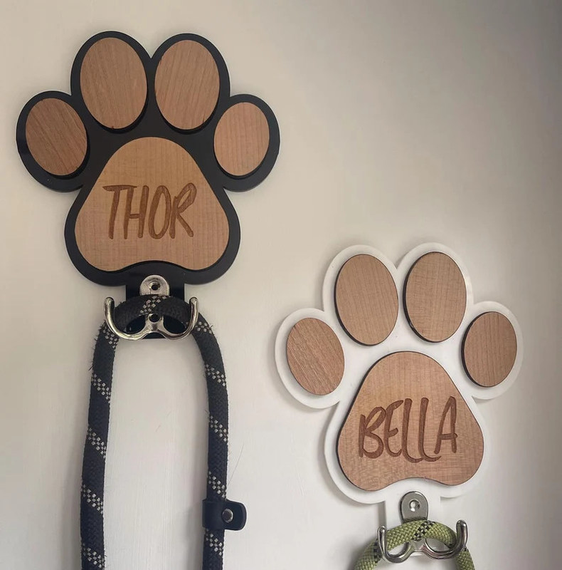 Incompiuto Birch Legno Dog Paw Stampa Porta piombo Personalizzazione di compresse di stoccaggio per i fan di cani