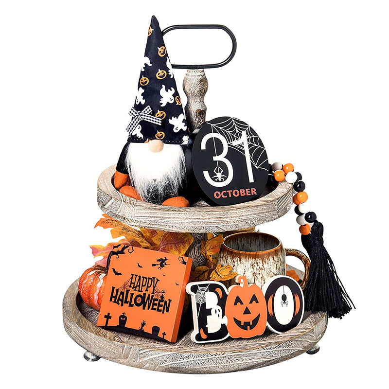 Decorazioni per Halloween ecocompatibili Bambini Hocus Pocus Decorazioni a vassoio a tre livelli Set di 3 legni