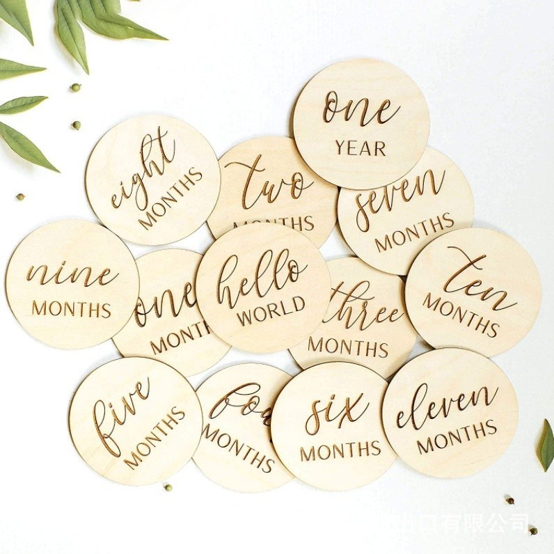 Cartoline per bambini di legno compensato di taglia personalizzata per annunci di nascita di neonati