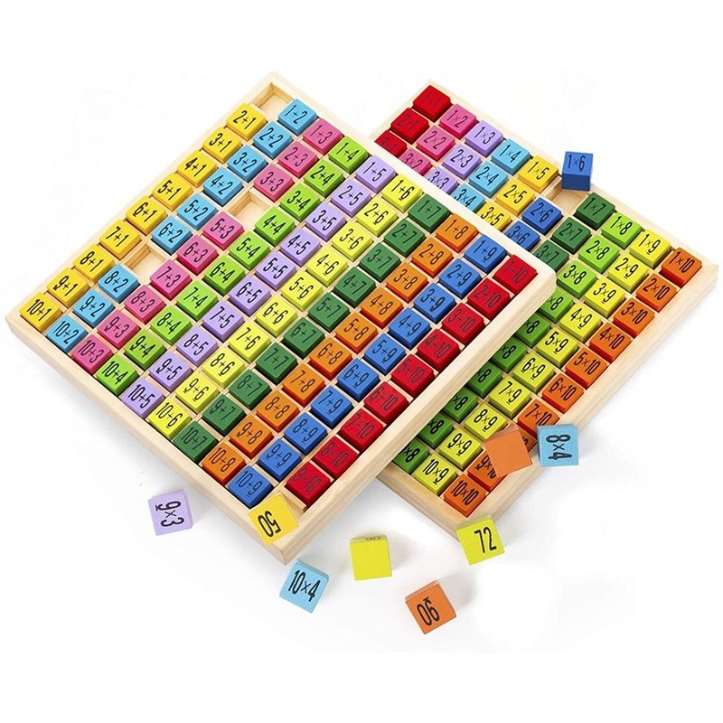 Gioco da tavolo di matematica di moltiplicazione in legno 7.5x7.5x0.8 pollici Dimensione e stampa bruciata