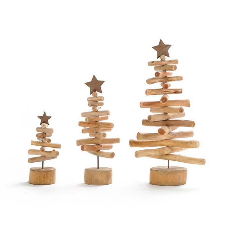 Stampa su misura alberi di Natale artificiali mini decorazione in legno per la decorazione domestica albero di Natale