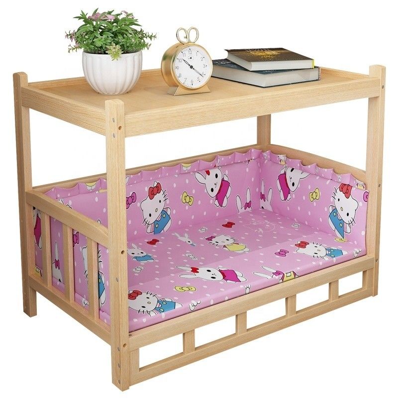 Letto per animali da compagnia in legno rimovibile per pomerani e cani di peluche Disegno creativo personalizzato