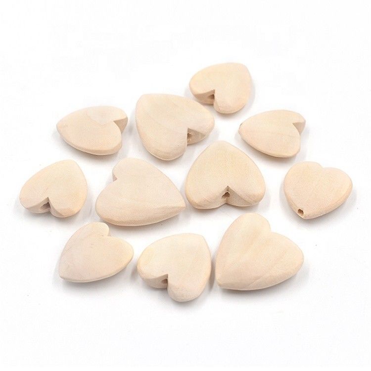 20-40mm perline di legno colore naturale forma di cuore legno per fai da te bambole braccialetto orecchino Vitalucks regalo fai da te